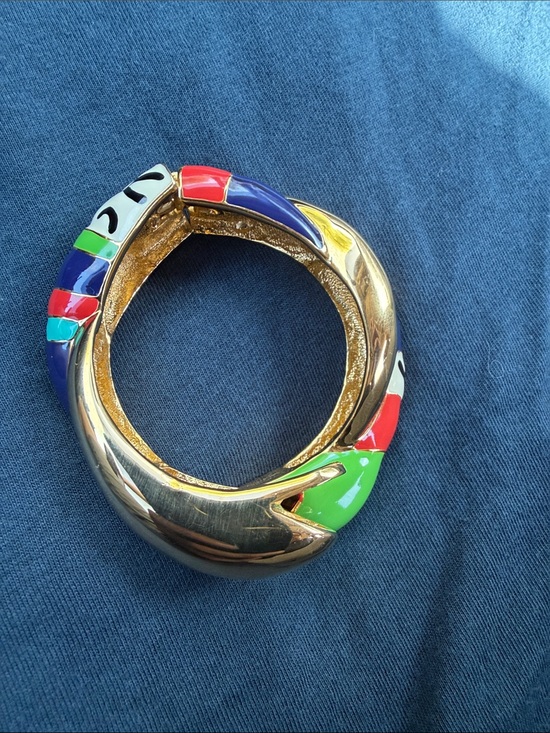 Gold-Tone Enamel Hinged Bangle - Niki de Saint Phalle
